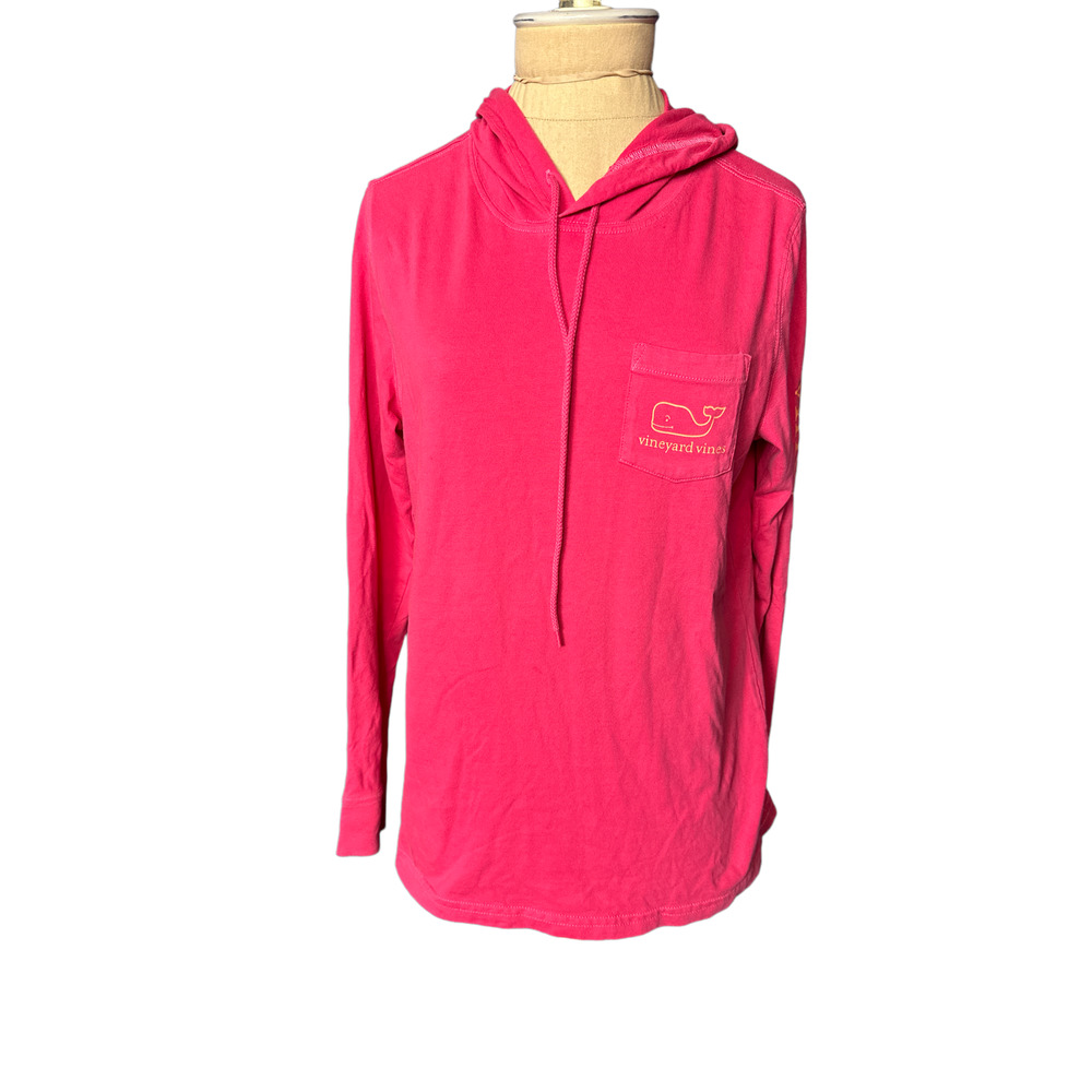 Vineyard Vines Beach Cape Cod Hot Pink Pullover Cotton Hoodie size XS
